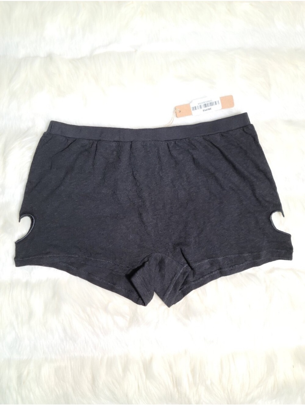 SKIMS Black Boyshorts with Side Heart Cutouts